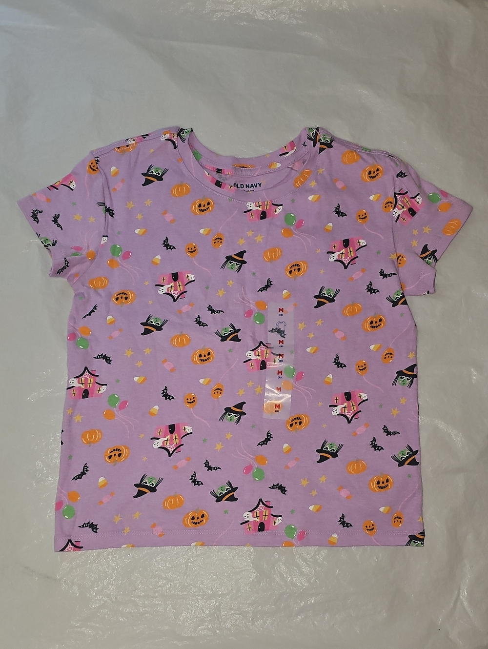Old Navy Printed Softest Short-Sleeve T-Shirt Girl Medium 8 Halloween Themed New